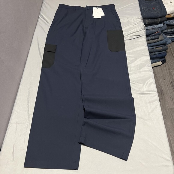 Theory Other - Theory Project Pants Mens Large 32 Inseam Blue Cargo Wide Leg Pockets Casual